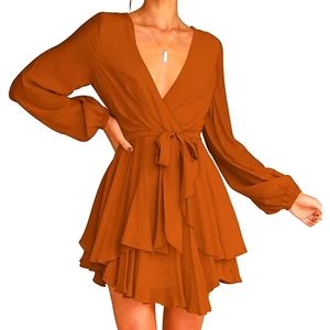 Orange Long Sleeve Dress, Medium